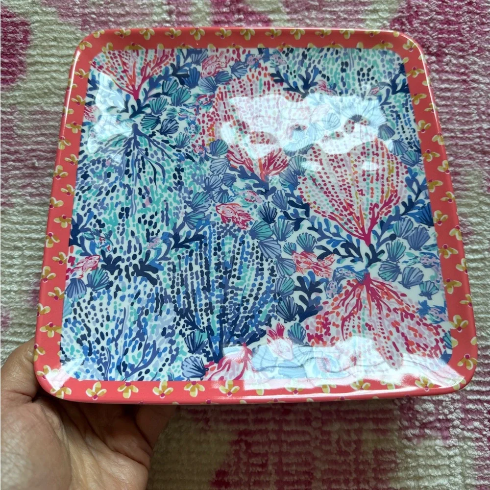 NWOB Lilly Pulitzer Set of 4 Square Melamine Plates Boatylicious Sway With Me